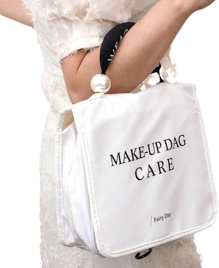 White Large Capacity Water Resistant Travel Toiletry Bag For Women With Multiple Compartments - Image 2